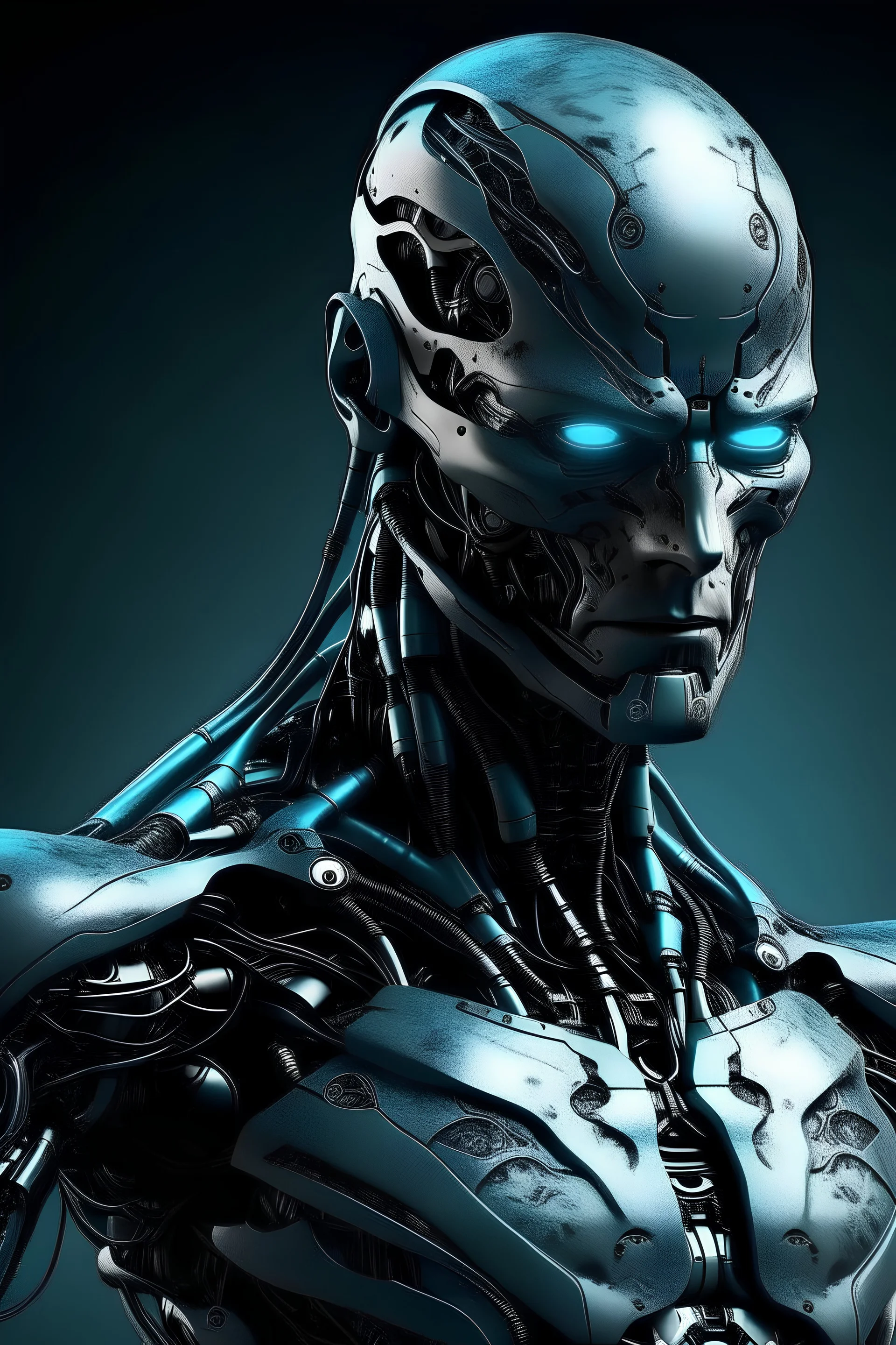 a deadly man cool cyborg thats faraway looking for humans.