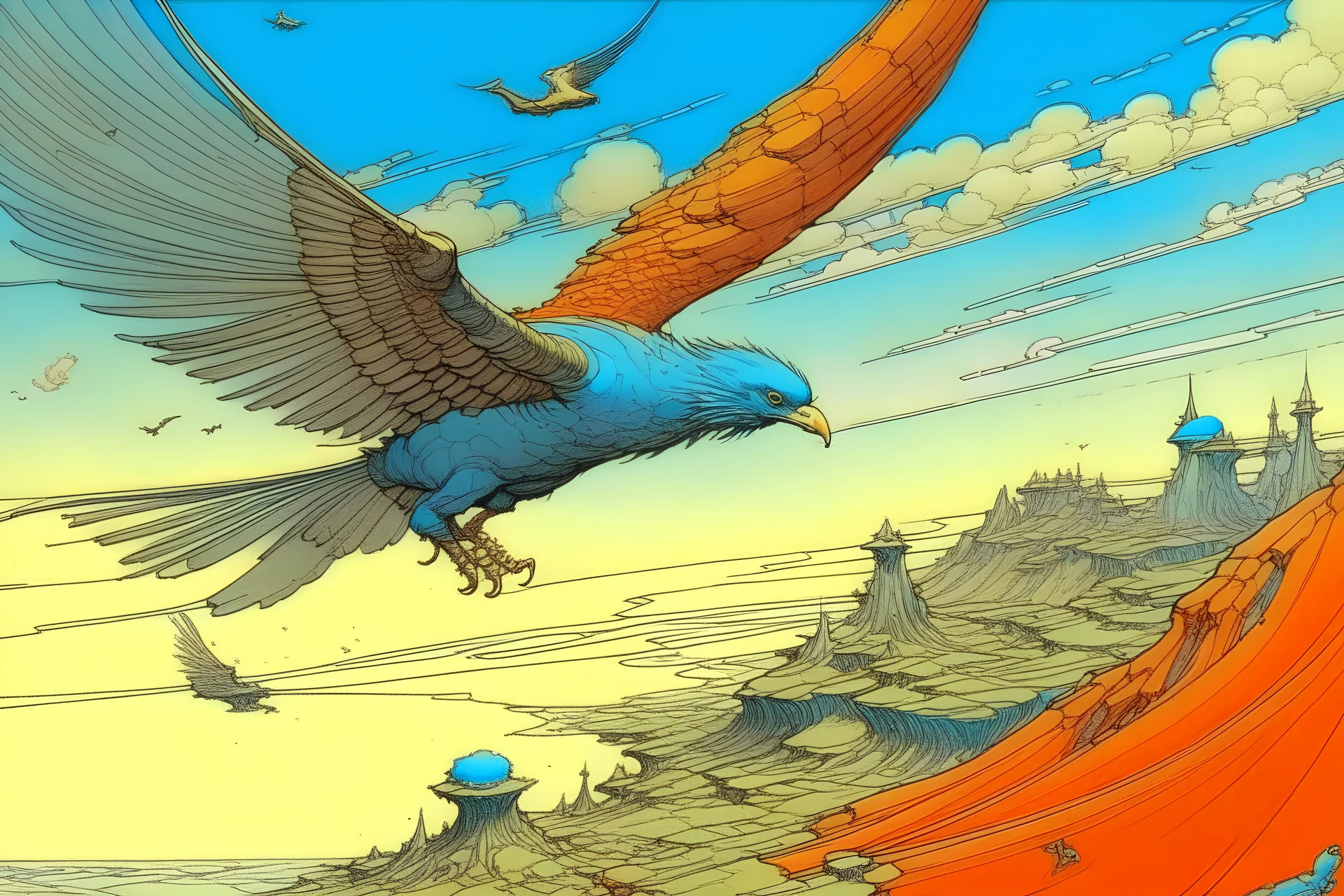 bird flying by moebius