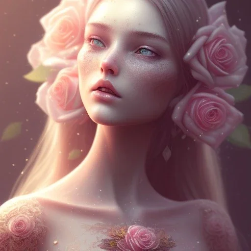 rose beautiful girl,utra realistic,highly detailed, masterpiece, sharp focus, insanely detailed, fantasy art, intricate detailed, elegant, fog, Special Lighting, Vibrant, color Scheme, forest, unreal engine 5, trending on artstation