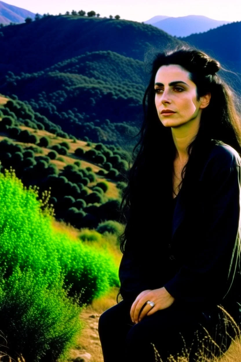 Diamanda Galas playing on a hillside