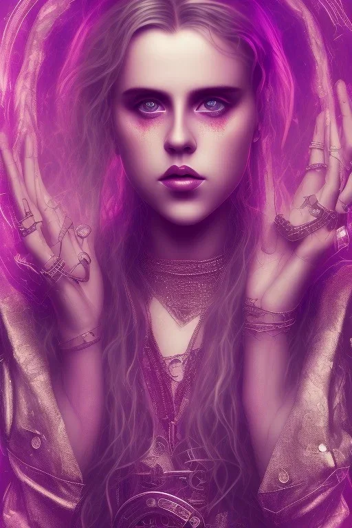 danish singer mø, high light , purple tones, steampunk