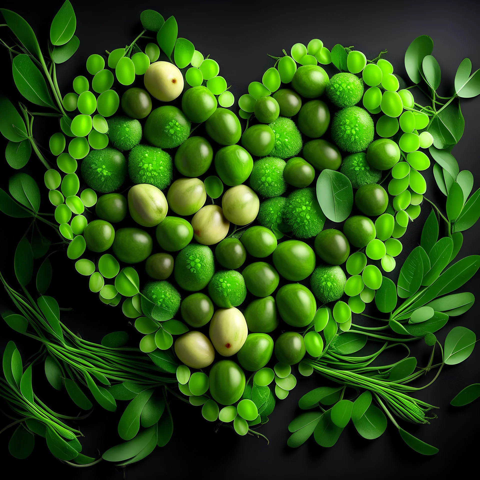 Green heart shape with Lots of green olives in it