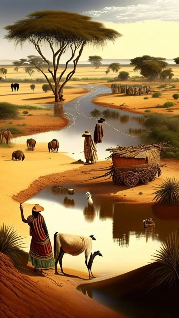 Africa, farming, river and desert, farmers