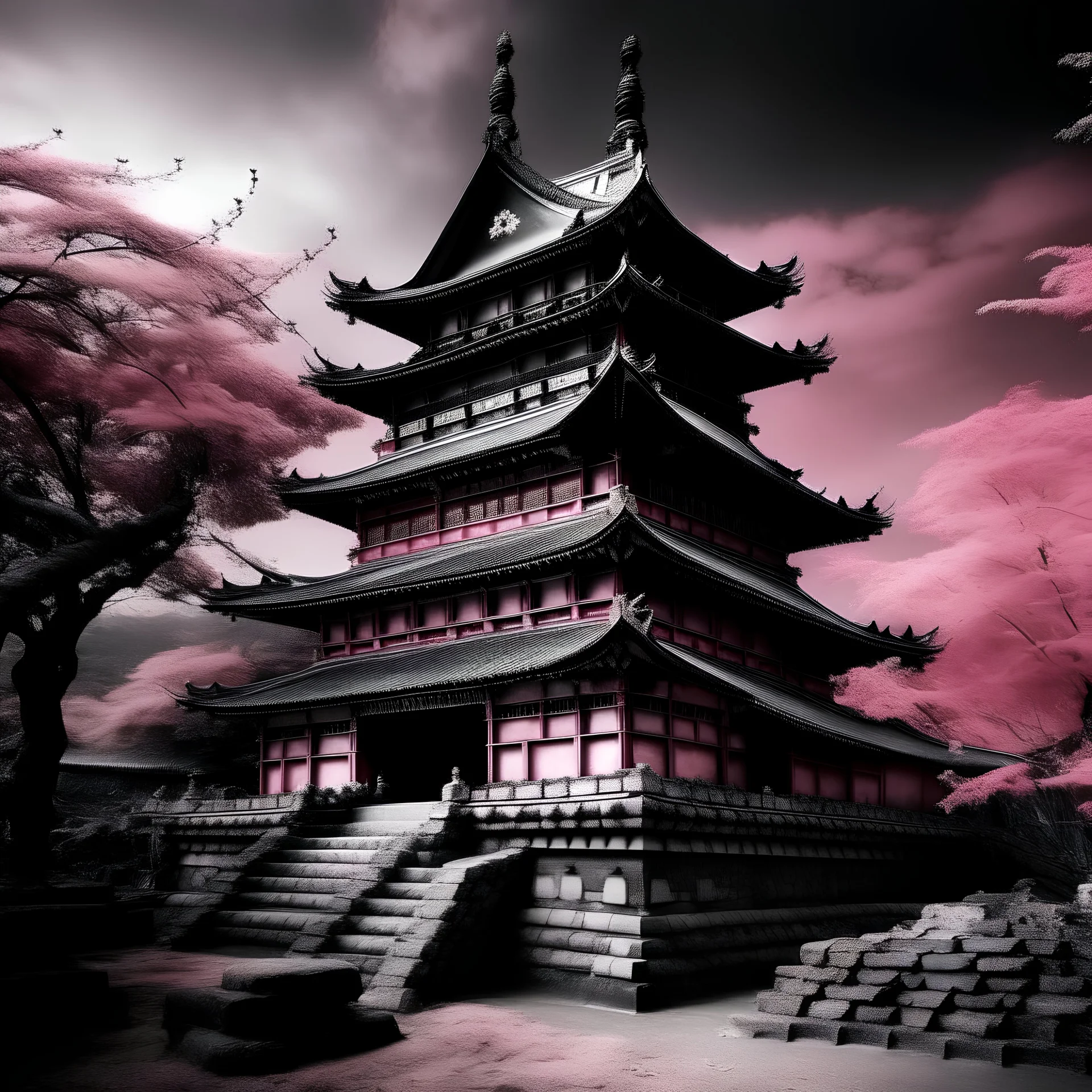 Stronghold of Surrender, Black, Pink, White, Real, Fantasy, Photo Real, Bold, Japan Style