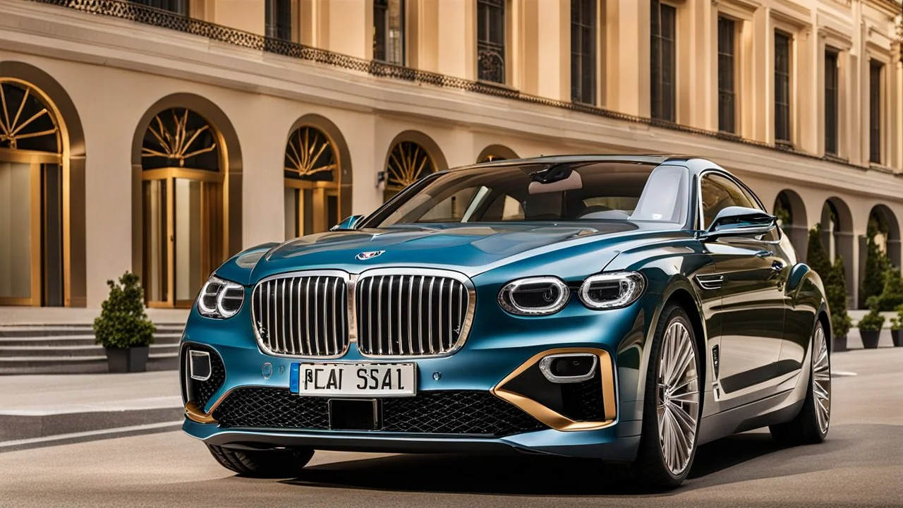 A luxurious (((fusion of a bmw and Bentley))), its sleek contours and opulent details blending seamlessly together
