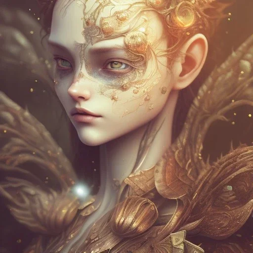 karlan, rusty metal, anime, Dryad, fae, sidhe, ominous, nature, plants, wildflower, facepaint, dnd character portrait, intricate, oil on canvas, masterpiece, expert, insanely detailed, 4k resolution, retroanime style, cute big circular reflective eyes, cinematic smooth, intricate detail , soft smooth lighting, soft pastel colors, painted Rena