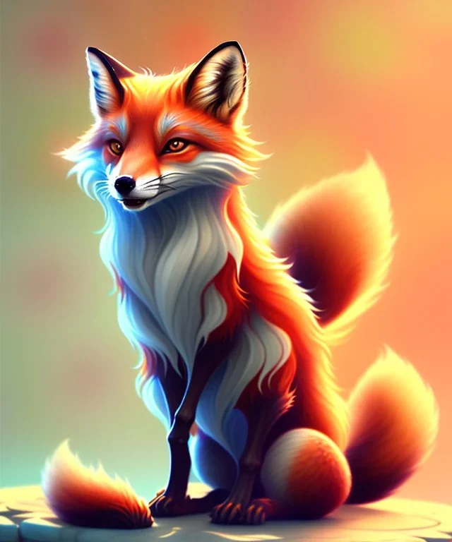 clean art of a cute fantasy fox creature made of segments of stone, soft lighting, soft pastel gradients, high definition