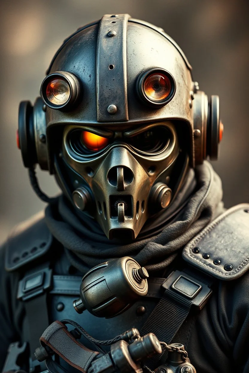 1950 mad mask heavy tech bad ass soldier photo concept character