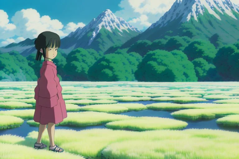 A poignant image of the mutated creatures cautiously approaching Yui, who extends a gentle hand towards them. The background shows the desolate, pollution-ridden landscape outside the biodome.