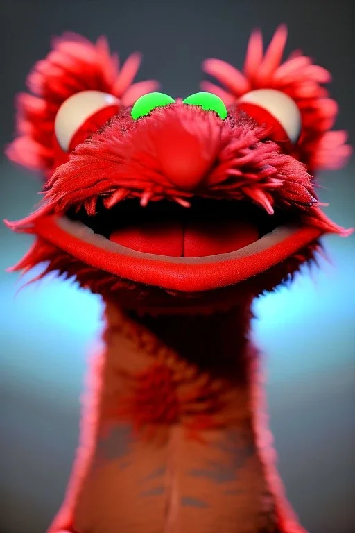 Waist up muppet Portrait, Nicolas maduro muppet doll, mustache, photo studio, red background, unreal engine 5, concept art, art station, ray tracing, lumen lighting, ultra detail, volumetric lighting, 3d.