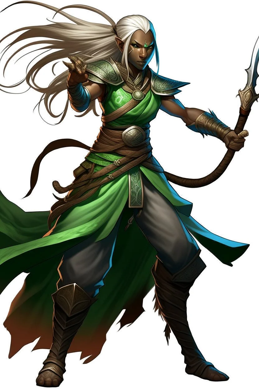 female Shadar-Kai from d&d wielding a Whip