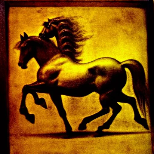 portrait of a horse riding by Leonardo da Vinci style