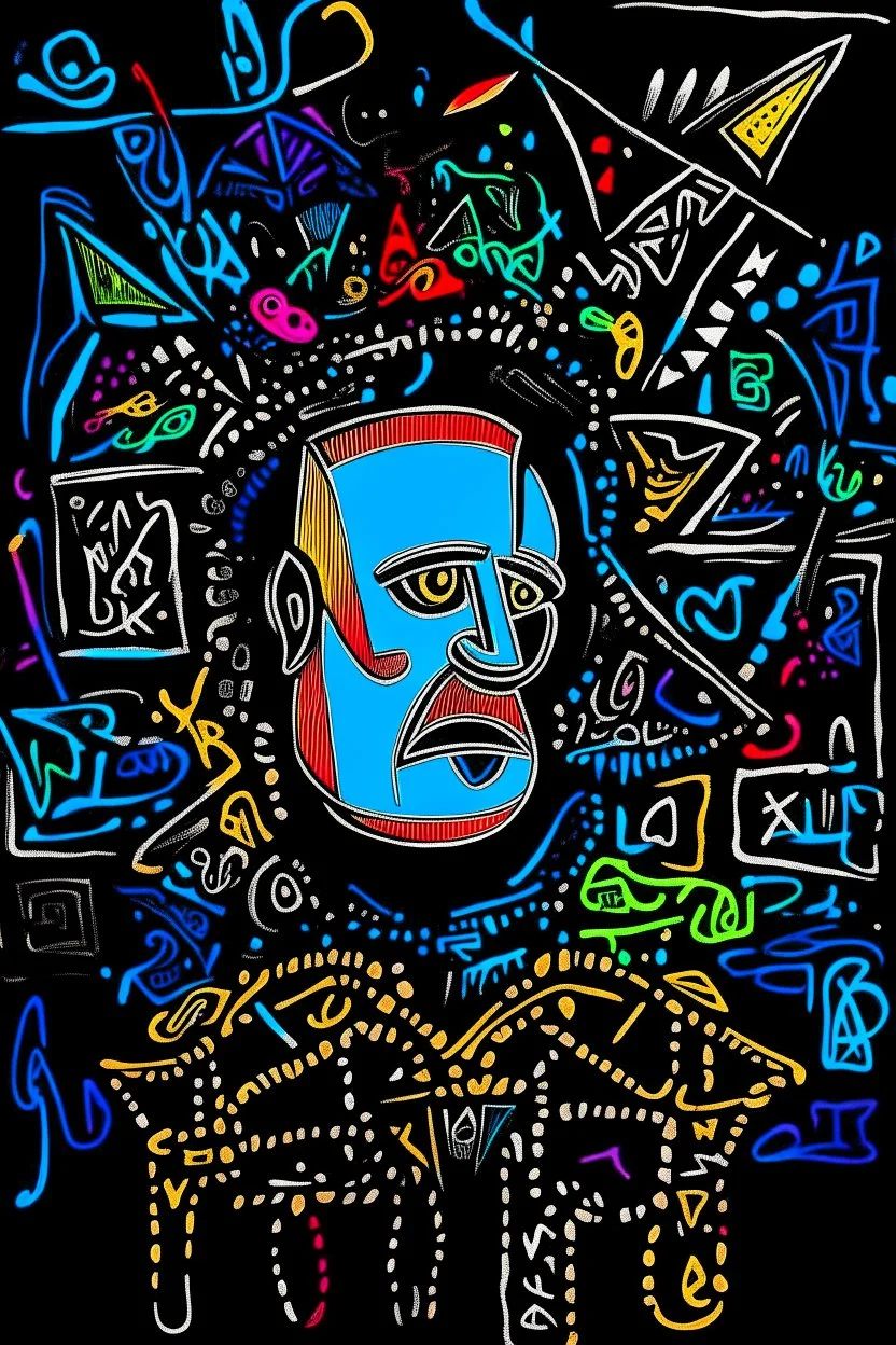 expressionism, Pixar style, in abstract art Basquiat, Picasso, Miro, Kandinsky, Klee, Birell, Fairey, Ardon, Buffet and Picasso style, HD --s 750 --v 5.1 --style raw, water color, black background