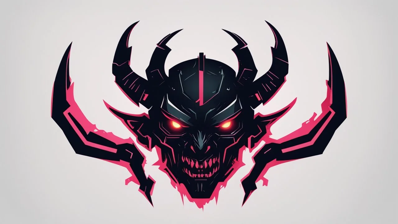 minimalistic cyberpunk demon logo