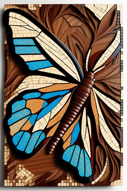 very beautiful butterfly wood mosaic