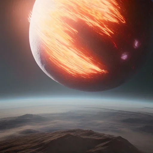 planet exploding, high details high quality magic style