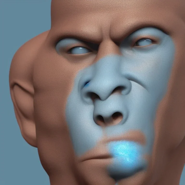 portrait of light blue ape-like short human male, skin whole body, volumetric lighting, intricate detail, realistic, close up