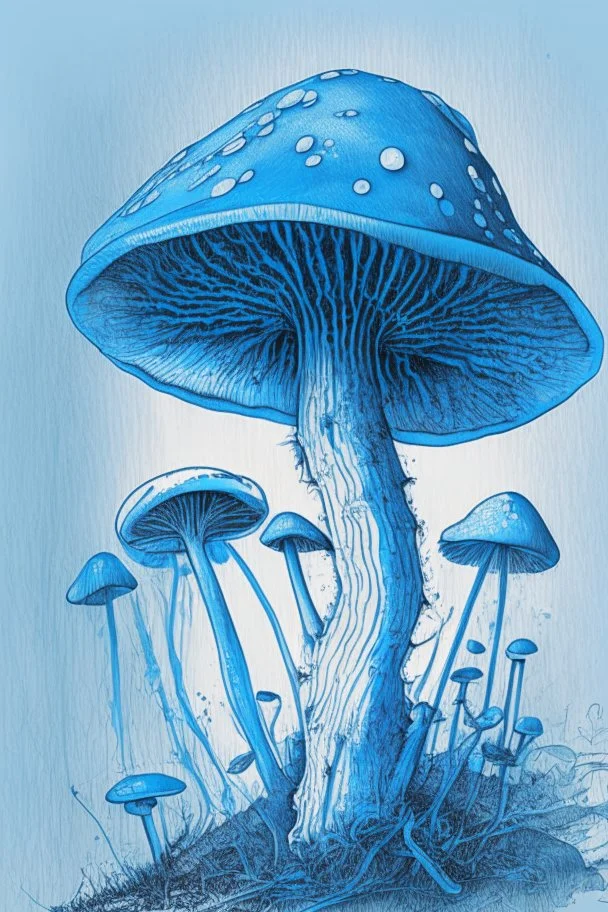 Mushroom blue colored sketch