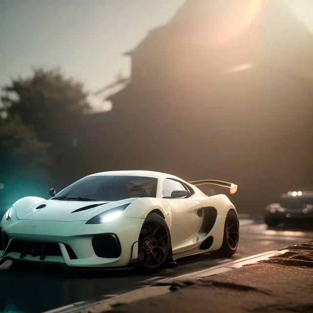 photo of a ultra realistic,hyper car, dramatic light, pale sunrise, cinematic lighting, battered, low angle, trending on artstation, 4k, hyper realistic, focused, extreme details, unreal engine 5, cinematic, masterpiece, art by studio ghibli, intricate artwork by john william turner