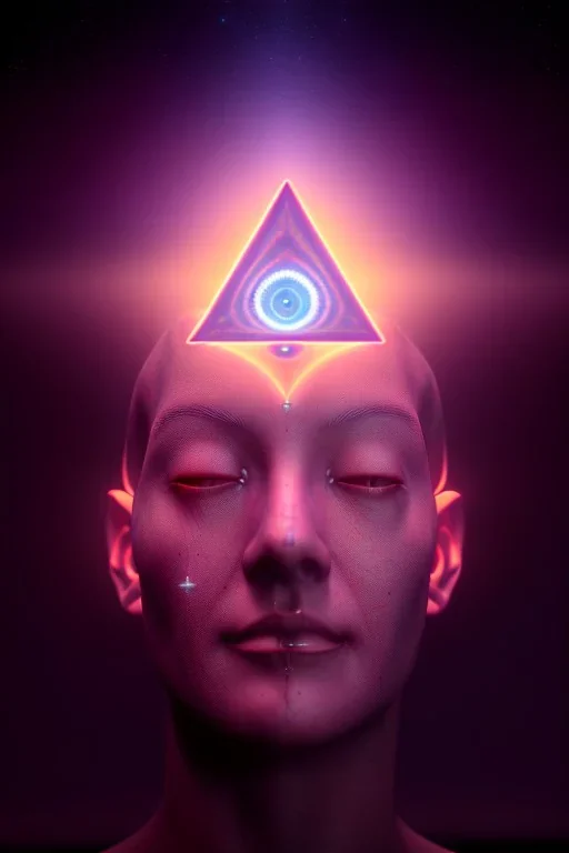 meditation, third eye, universe, fourth dimension, fractal, realistic, 8k, high quality, extreme detail, symmetrical, chakra, human