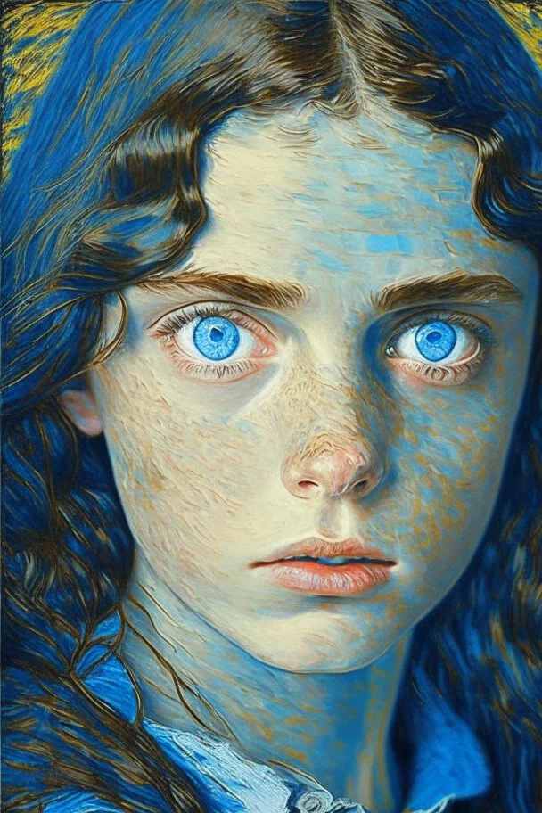 brunette teenager with blue eyes by van gogh