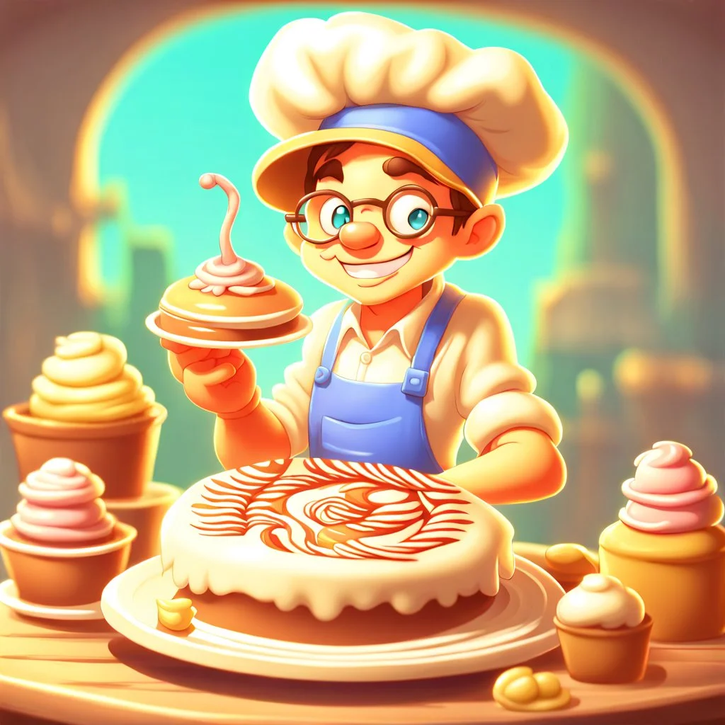 a cartoon character thirty years old confectioner , an ultrafine detailed painting by senior character artist, featured on polycount, sots art, artstation hd, 2d game art, behance hd
