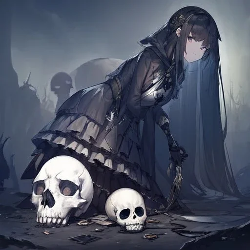 Skull's Queen, leaning pose,