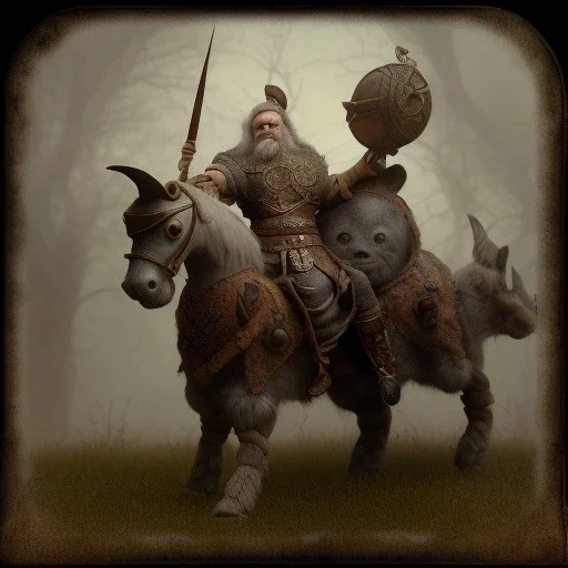 an old viking sitting on a zombie horse, scary, steam punk, realistic, made in octane, cinematic, ultra-realistic, extremely detailed octane rendering, 8K, VRAY Super Real ar 2:3, dof photorealistic futuristic 50mm lens hard lighting dark gray tintype photograph, realistic lighting, sepia color