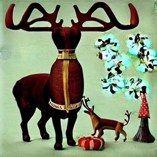 black and brown dachshund in a reindeer costume detailed CATRIN WELZ-STEIN