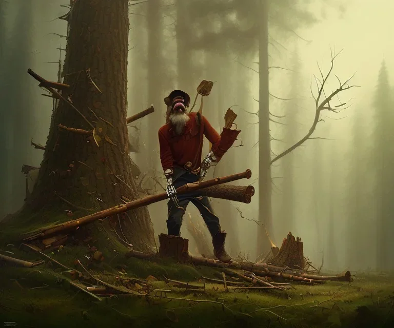 Epic photo of a lumberjack but he’s a skeleton, by greg rutkowski