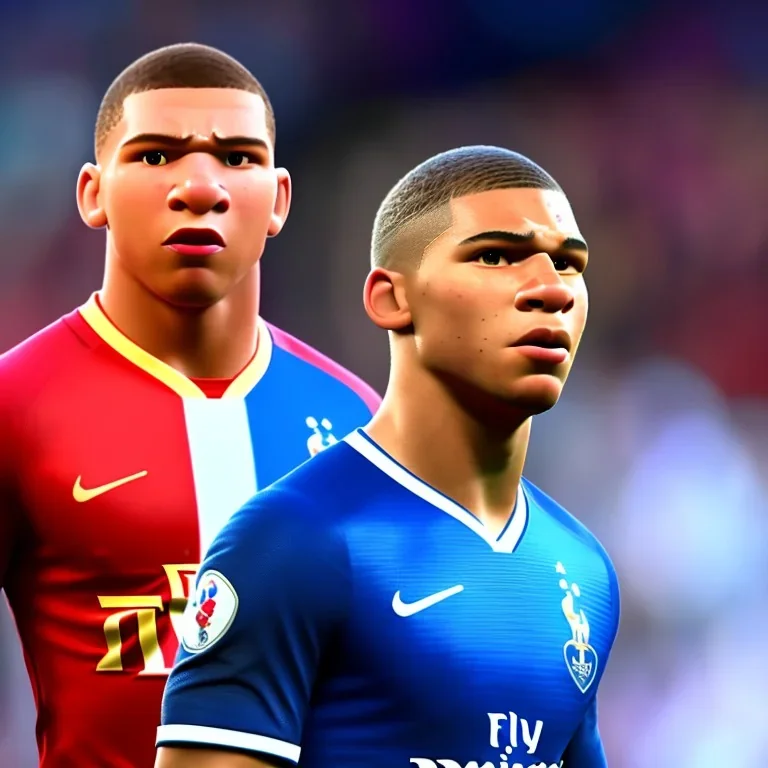 perfect face mbappe, football stadium, wearing france,