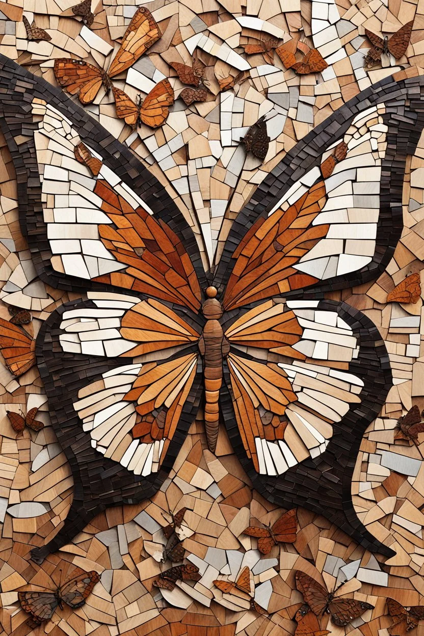 very beautiful butterfly wood mosaic