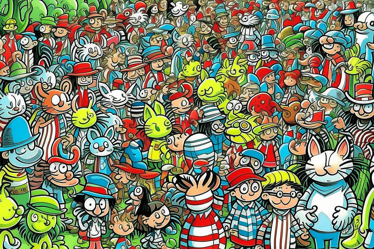 where's Wally type of image but istead of Wally it's a cat.