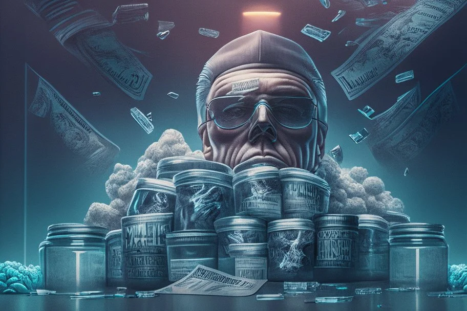 mastermind stole millions,fentanyl, perfect composition, hyperrealistic, super detailed, 8k, high quality, trending on artstation, studio photo, highly detailed, wide borders