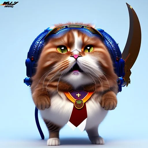 Gato furioso, extremadamente gordo, supergordo, cabeza muy pequeña, orejas pequeñas, bigotes largos, piel peluda, calidad ultra, hiperdetallado, hiperrealista, arte digital, cabeza muy pequeña, 8k 3D