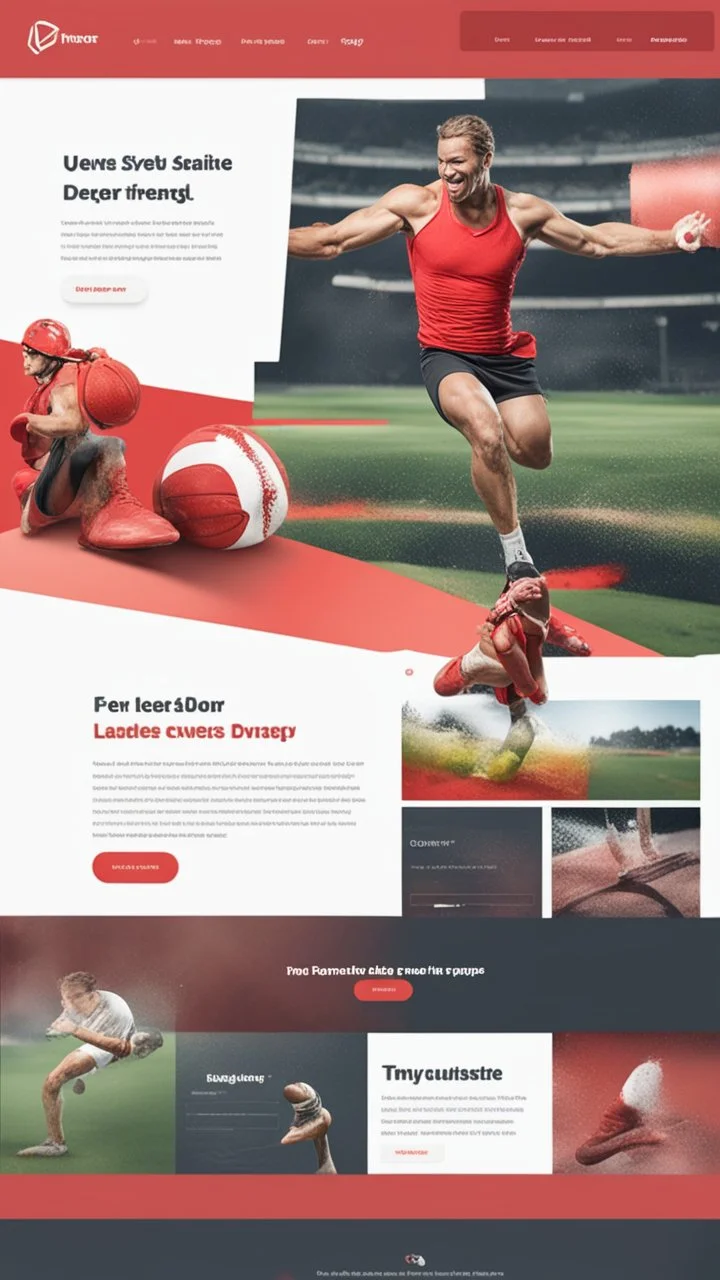 Design a user-friendly and visually appealing landing page for a sport website, prioritizing an intuitive user experience, red colors