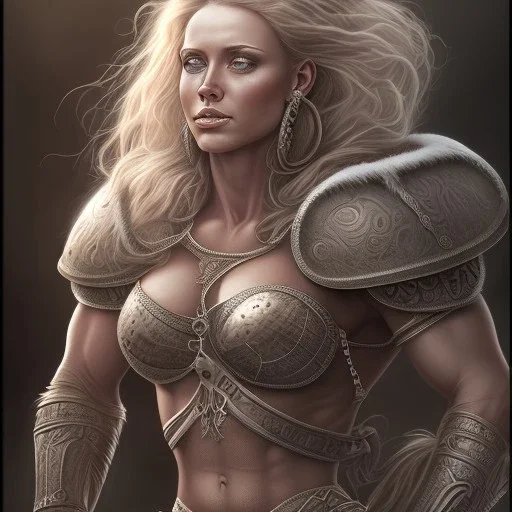 illustration dnd icelandic female bodybuilder barbarian by adrian smith ted nasmith