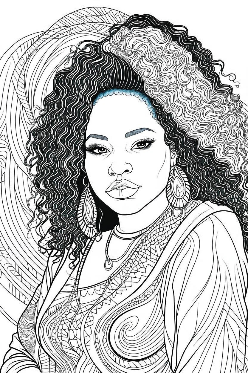 coloring page of black curvy woman