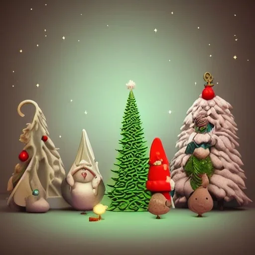 clean art of christmas eleents, soft lighting, soft pastel gradients, high definition, 3d icon clay render, blender 3d by Alexander Jansson