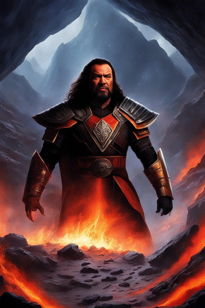 [klingon] Qapla'! In No'Mat's fiery depths so vast, Kahless confronts the trials that he's amassed.The volcanic caves, a fearsome sight, Burning embers illuminate his fight. BetleH of Fire, the legend unfolds, Kahless battles, his destiny foretold.With valor and might, he faces the Targ, Conquering the beast, his spirit charged.