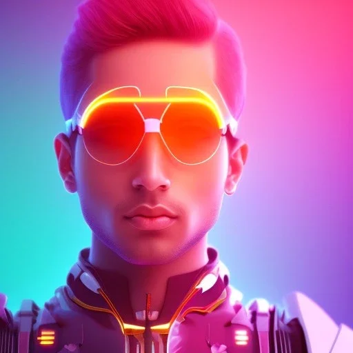 Cute indian boy face , Sci-fi character, orange backlight, pink and purple, scifi suit, profile, purple background, pink lighting