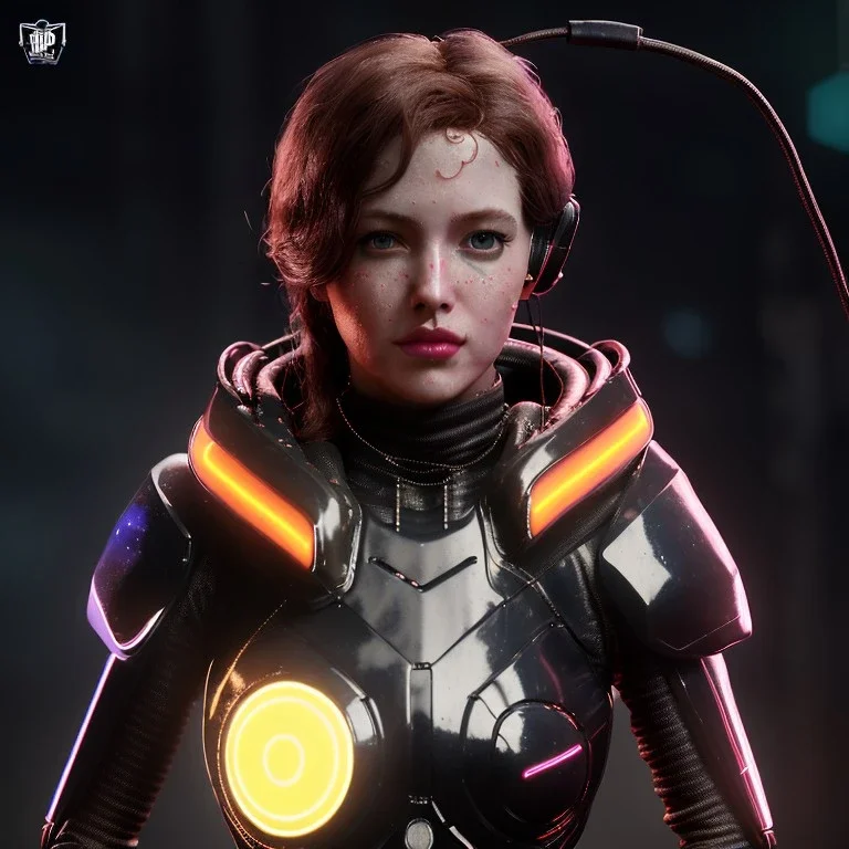 Sweet british cyber woman, cold ambient, rain, fog, latex, cables, purpurin, black, gold, rings piercing, brown, decorative color feathers, circuits, neon style, a lot of led lights, fog, rain, vibrant color, highly detailed, art stations, concept art, smooth, unreal engine 5, god rays, ray tracing, RTX, lumen lighting, ultra detail, volumetric lighting, 3d, finely drawn, high definition, high resolution.