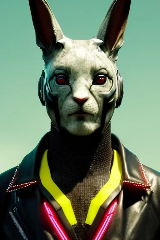 Medium Close Up Portrait, Front image. cyberpunk, rabbit mask, maori man, white short hair. latex, glossy suit. Yellow, black, red, color. Retro futuristic style. Color background, photo studio. Avatar image, highly detailed, concept art, smooth, unreal engine 5, god rays, ray tracing, RTX, lumen lighting, ultra detail, volumetric lighting, 3d, finely drawn, high definition, high resolution.