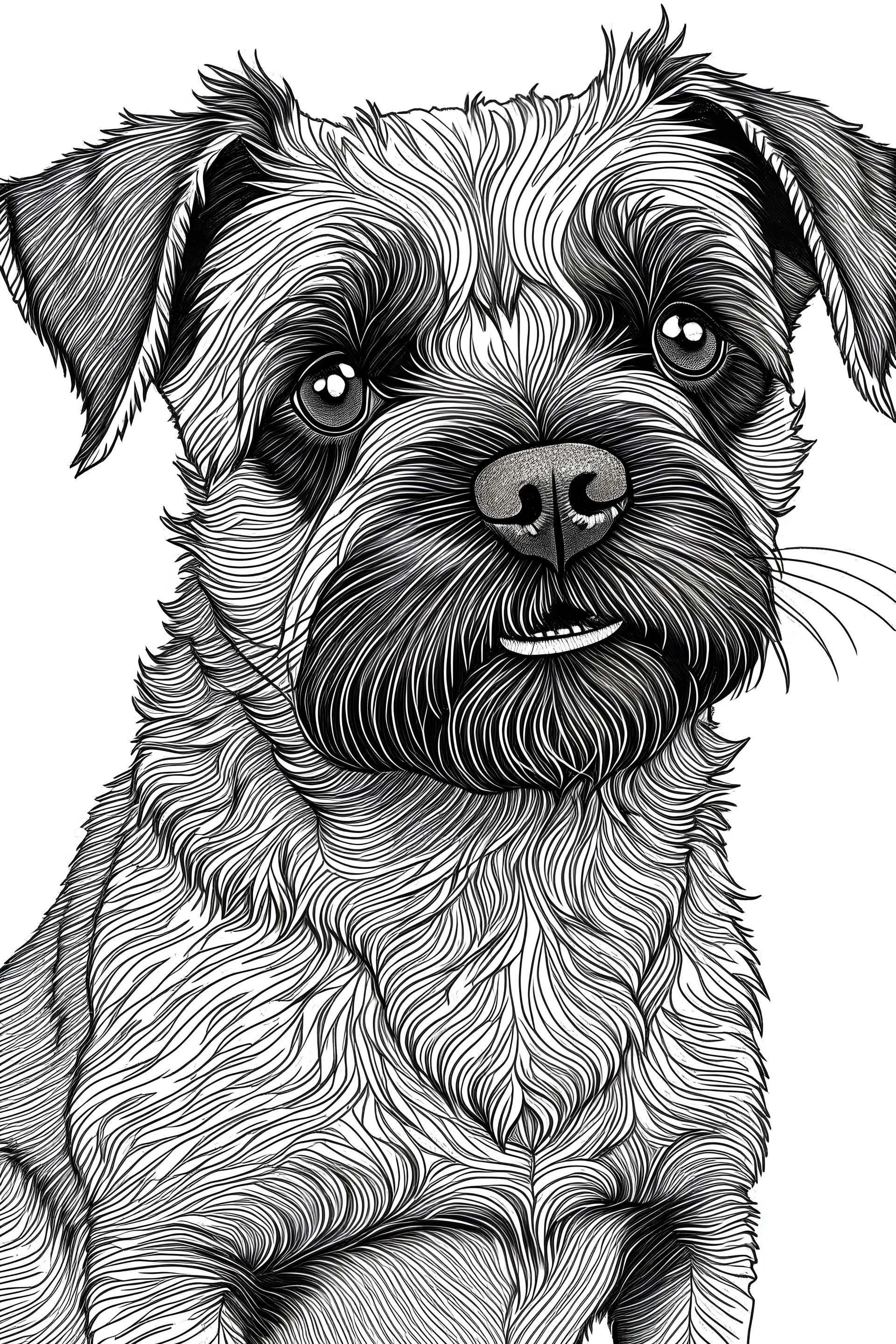 line drawing of a border terrier