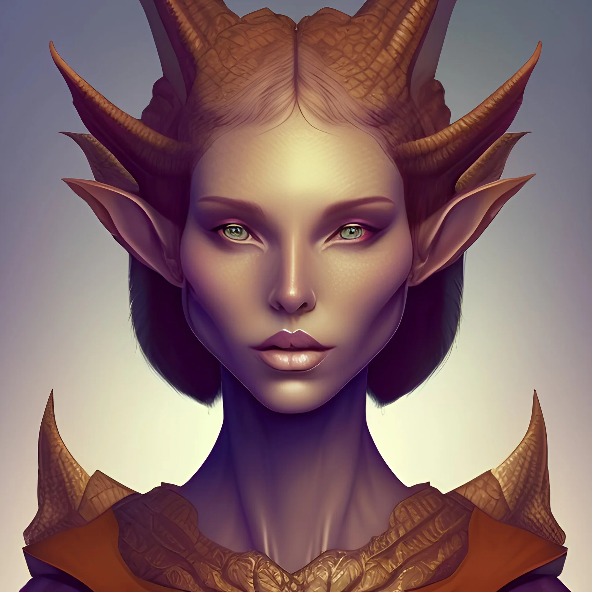 Portrait of reptilian Elf woman for dungeons and dragons