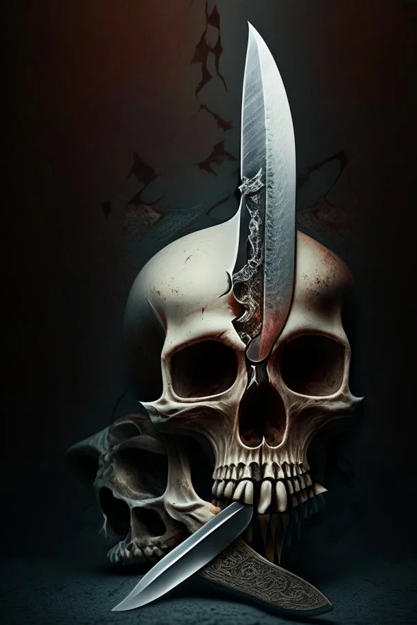 A picture of knife in the Skull