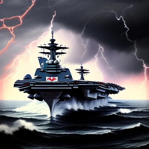 Aircraft Carrier In Severe Storm