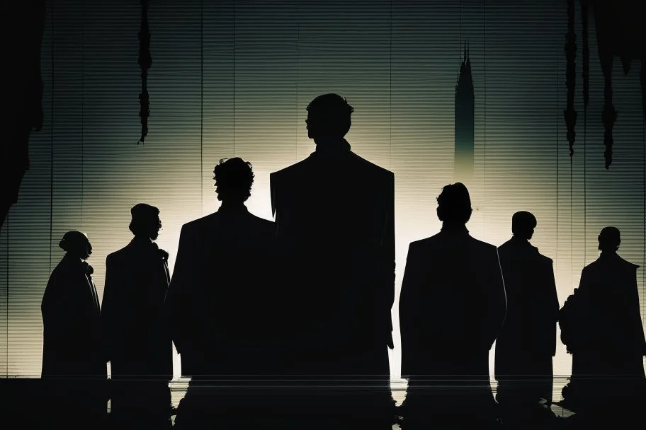 conferencia de siluetas malvadas