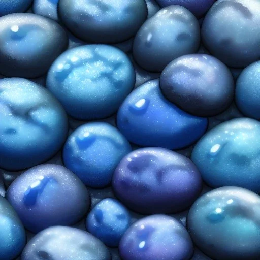 Blue raindrops on a rock, close up view, photo quality, stone marble, ultra realistic, light and shadow and reflections, zoom