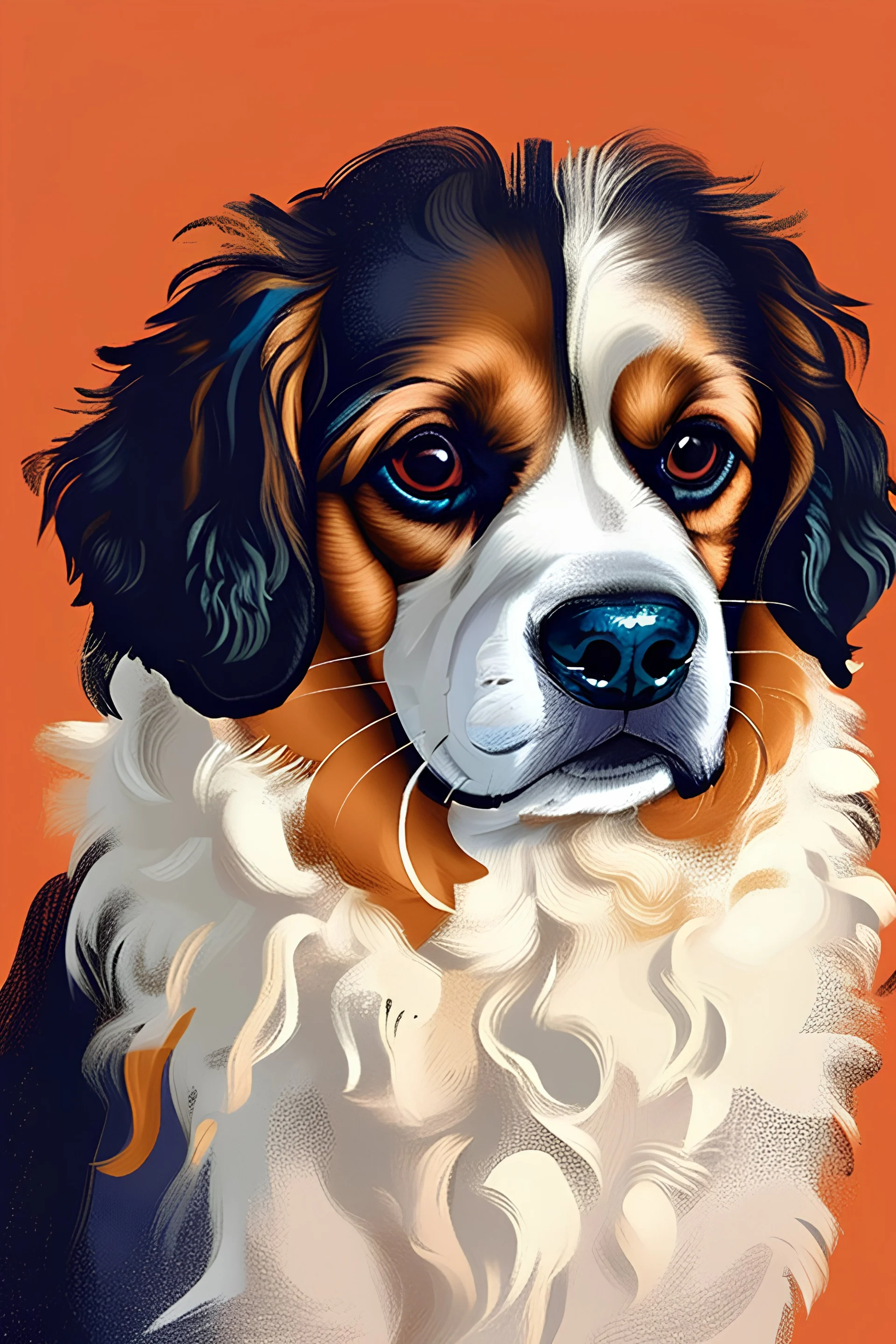 (SFW-orientated) A disheveled, pleasant nonbinary spaniel dog who likes ice skating and cake decorating. Their preferred fashion style is minimalist, and their favorite time of day is evening. Their color scheme is tetradic and based in orange, furry, antro